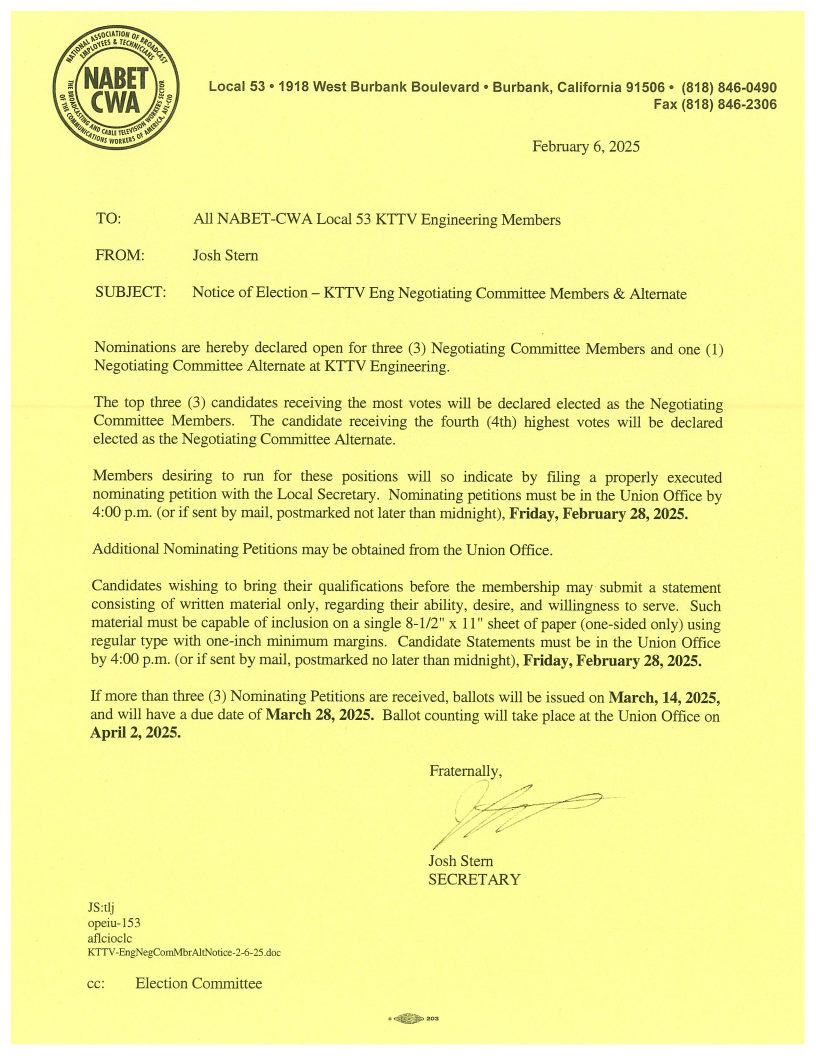 KTTV Negotiating Comm Notice 2 6 25