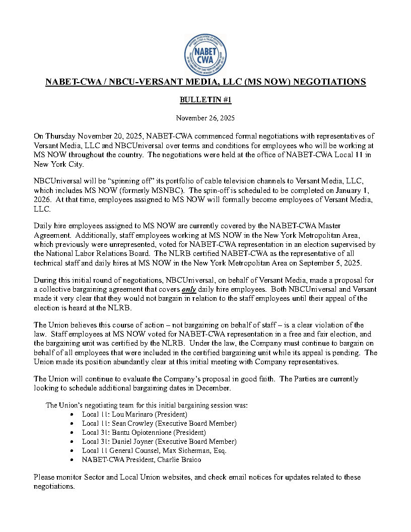 NABET VERSANT Bulletin 1 11262025