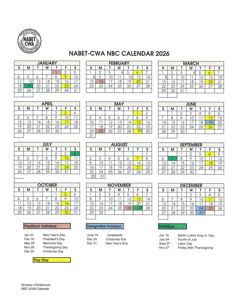 NBC 2026 Calendar